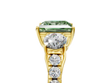 Yellow gold Fancy Green Princess  Cut Three-Stone Diamond Pave Band with Prong Setting_22