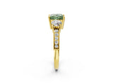 Yellow gold Fancy Green Princess Cut Three-Stone Diamond Ring with Pavé Band and Four-Prong Setting_2
