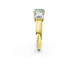 Yellow gold Fancy Green Princess Cut Three-Stone Diamond Ring with Prong Setting on a Classic Band_14