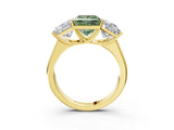 Yellow gold Fancy Green Princess Cut Three-Stone Diamond Ring with Prong Setting on a Classic Band_15