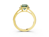 Yellow gold Fancy Green Princess  Cut Three-Stone Solitaire Ring with Round Accent Diamonds and Four-Prong Setting_3