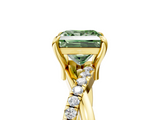 Yellow gold Fancy Green Princess  Cut Twist Band Solitaire Diamond Ring with Pavé Setting_8