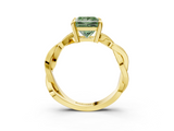 Yellow gold Fancy Green Princess  Cut Twisted Pavé Band Solitaire Ring with Four-Prong Setting_3