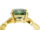 Yellow gold Fancy Green Princess  Cut Twisted Pavé Band Solitaire Ring with Four-Prong Setting_4