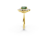 Yellow gold Fancy Green Princess  Diamond Cluster Halo Ring with Solitaire Band and Four-Prong Setting_2