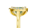 Yellow gold Fancy Green Princess  Diamond Cluster Halo Solitaire with Four-Prong Setting_28