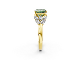 Yellow gold Fancy Green Princess  Diamond Cluster Leaf Design Ring with Prong Setting_2