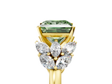 Yellow gold Fancy Green Princess  Diamond Cluster Leaf Design Ring with Prong Setting_5