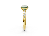 Yellow gold Fancy Green Princess  Diamond Cluster Prong-Set Solitaire Ring_2