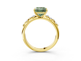 Yellow gold Fancy Green Princess  Diamond Cluster Prong-Set Solitaire Ring_3
