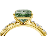 Yellow gold Fancy Green Princess  Diamond Cluster Prong-Set Solitaire Ring_4