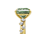 Yellow gold Fancy Green Princess  Diamond Cluster Prong-Set Solitaire Ring_5