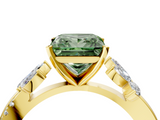Yellow gold Fancy Green Princess  Diamond Floral Vine Solitaire Engagement Ring_4