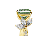 Yellow gold Fancy Green Princess  Diamond Floral Vine Solitaire Engagement Ring_5