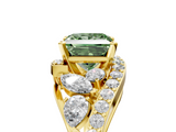 Yellow gold Fancy Green Princess  Diamond Halo Ring with Marquise and Pavé Band in Prong Setting_5