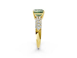 Yellow gold Fancy Green Princess  Diamond Pavé Band Solitaire Ring with Four-Prong Setting_31