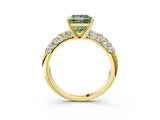 Yellow gold Fancy Green Princess  Diamond Pavé Band Solitaire Ring with Four-Prong Setting_32