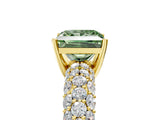 Yellow gold Fancy Green Princess  Diamond Pavé Band Solitaire Ring with Four-Prong Setting_34