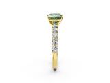 Yellow gold Fancy Green Princess  Diamond Pavé Band Solitaire with Four-Prong Setting_2