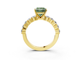 Yellow gold Fancy Green Princess  Diamond Pavé Band Solitaire with Four-Prong Setting_3