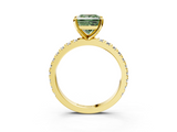 Yellow gold Fancy Green Princess  Diamond Pavé Band Solitaire with Four-Prong Setting_3