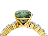 Yellow gold Fancy Green Princess  Diamond Pavé Band Solitaire with Four-Prong Setting_4