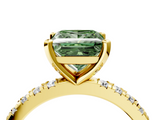Yellow gold Fancy Green Princess  Diamond Pavé Band Solitaire with Four-Prong Setting_4