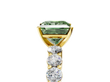 Yellow gold Fancy Green Princess  Diamond Pavé Band Solitaire with Four-Prong Setting_5
