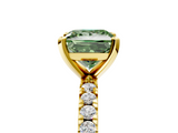 Yellow gold Fancy Green Princess  Diamond Pavé Band Solitaire with Four-Prong Setting_5
