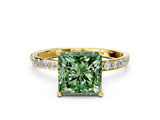 Yellow gold Fancy Green Princess  Diamond Pavé Band with Six-Prong Setting_31