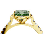 Yellow gold Fancy Green Princess  Diamond Pave Band with Floral Prong Setting_31