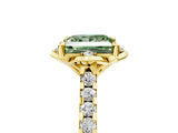Yellow gold Fancy Green Princess  Diamond Pave Band with Floral Prong Setting_32