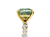 Yellow gold Fancy Green Princess  Diamond Prong Set Engagement Ring with Pave Band_5
