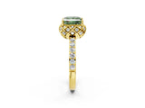 Yellow gold Fancy Green Princess  Diamond Solitaire Ring with Shared Prong Pavé Band_32