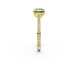 Yellow gold Fancy Green Princess  Diamond Solitaire with Pave Band and Six-Prong Setting_2