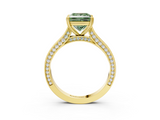 Yellow gold Fancy Green Princess  Diamond Solitaire with Pave Band and Six-Prong Setting_3