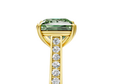 Yellow gold Fancy Green Princess  Diamond Solitaire with Pave Band and Six-Prong Setting_5