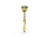 Yellow gold Fancy Green Princess  Diamond Three-Stone Pave Band with Four-Prong Setting_2