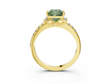 Yellow gold Fancy Green Princess  Diamond Three-Stone Pave Band with Four-Prong Setting_3