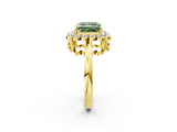 Yellow gold Fancy Green Princess  Halo Cluster Diamond Engagement Ring with Solitaire Band and Prong Setting_47