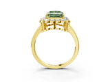 Yellow gold Fancy Green Princess  Halo Cluster Diamond Engagement Ring with Solitaire Band and Prong Setting_48