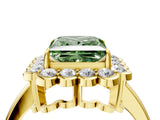 Yellow gold Fancy Green Princess  Halo Cluster Diamond Engagement Ring with Solitaire Band and Prong Setting_49