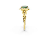 Yellow gold Fancy Green Princess  Halo Diamond Engagement Ring with Filigree Band and Four-Prong Setting_83