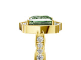 Yellow gold Fancy Green Princess  Halo Diamond Engagement Ring with Milgrain Band and Four-Prong Setting_22