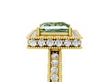 Yellow gold Fancy Green Princess  Halo Diamond Engagement Ring with Milgrain Pave Band and Four-Prong Setting_17