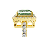 Yellow gold Fancy Green Princess  Halo Diamond Engagement Ring with Pavé Band and Four-Prong Setting_92