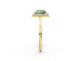Yellow gold Fancy Green Princess  Halo Diamond Engagement Ring with Solitaire Band and Four-Prong Setting_2