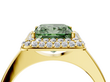 Yellow gold Fancy Green Princess  Halo Diamond Engagement Ring with Solitaire Band and Four-Prong Setting_4