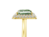 Yellow gold Fancy Green Princess  Halo Diamond Engagement Ring with Solitaire Band and Four-Prong Setting_5