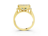 Yellow gold Fancy Green Princess  Halo Diamond Engagement Ring with Split Shank and Four-Prong Setting 12